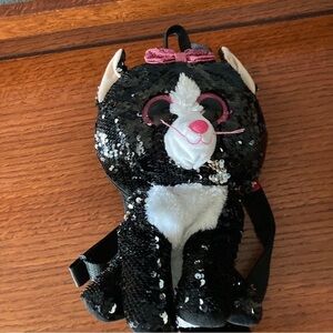 Ty Fashion Beanie Boo Kiki  Sequin Cat Backpack plush Black